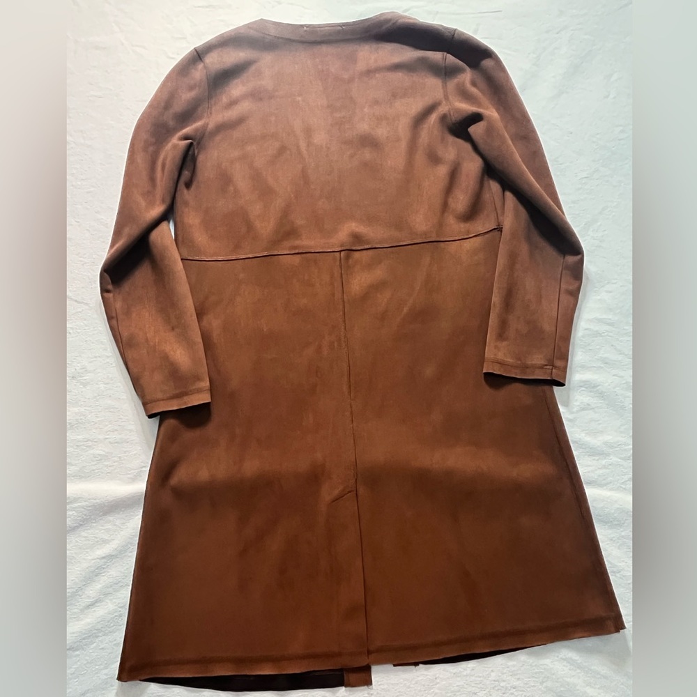 Anthropology Solitaire Faux Suede Brown Women's Open Front Cardigan Small - Picture 5 of 10